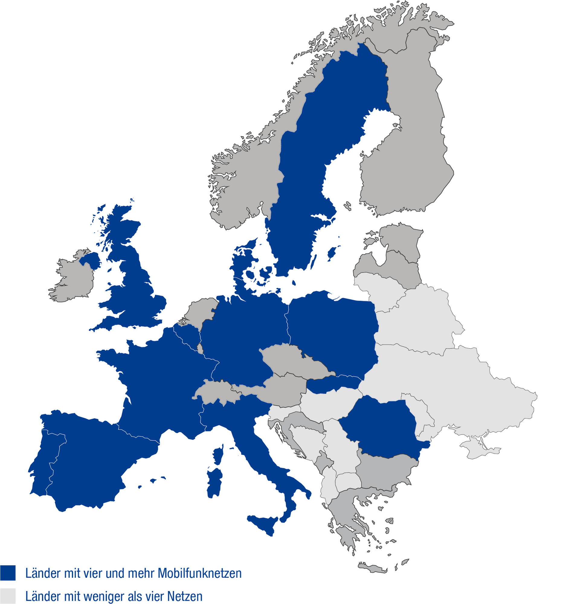 Vier Netze Standard in Europa